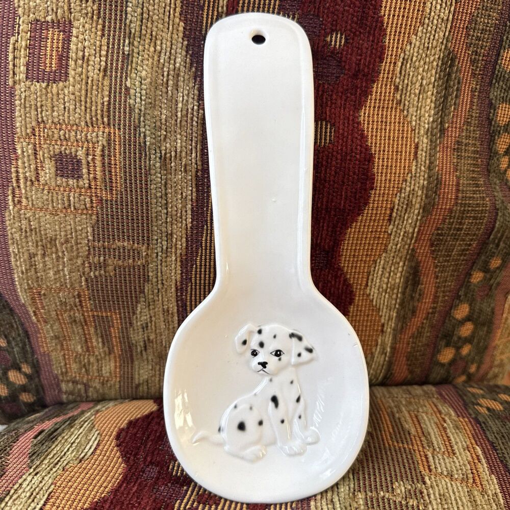Vintage Otagiri Japan Dalmatian Ceramic Spoon Rest 8 3/4” Coquette VTG Kitchen
